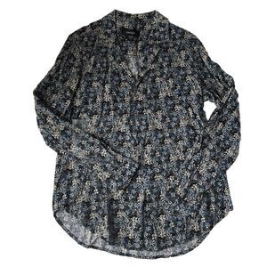 Karen Kane Floral Print Long Sleeve Blouse Pullover V Neck Shirt Small NWT